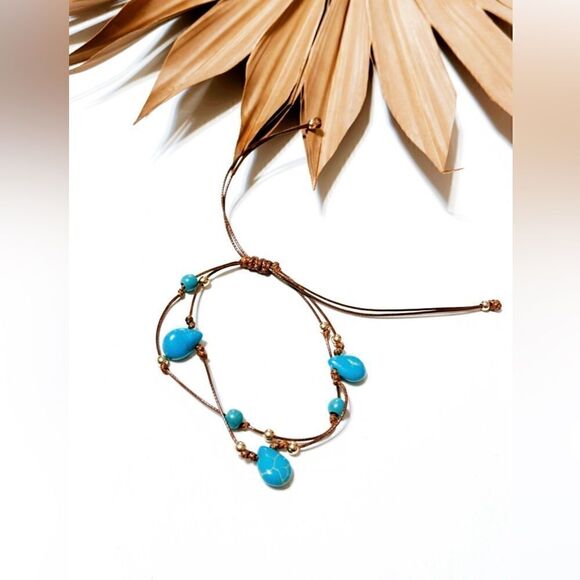 Boho stone anklet S556 - Picture 2 of 3